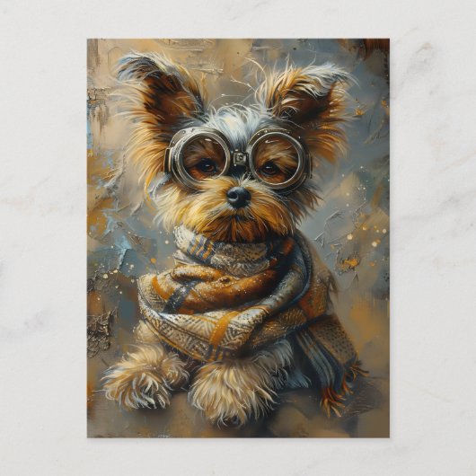 Carte Postale Cute adorable Steampunk Yorkshire Terrier Chien 16 (Devant)