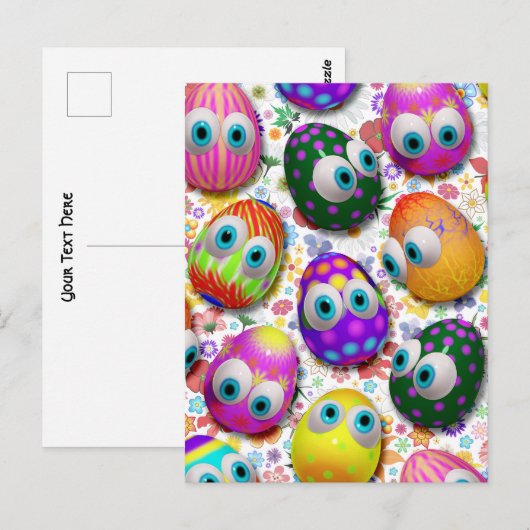 Carte Postale Cute and Funny Easter Eggs Cartoon (Devant / Derrière)