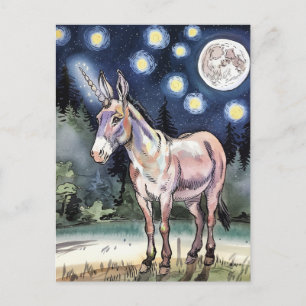 Carte Postale Cute âne licorne