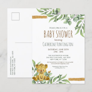 Carte Postale Cute animal Safari Jungle Lion Baby shower Invita