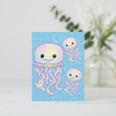 Carte Postale Cute Aquarelle arc-en-ciel Jellyfish (Debout devant)