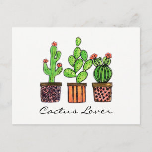 Carte Postale Cute Aquarelle Cactus Dans Les Pots