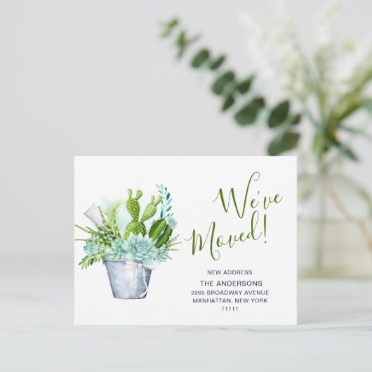 Carte Postale Cute aquarelle Cactus Moving Faire-part (Debout devant)