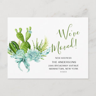 Carte Postale Cute aquarelle Cactus Moving Faire-part