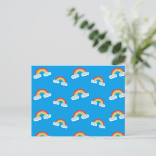Carte Postale Cute arc-en-ciel avec Motif nuages (Debout devant)
