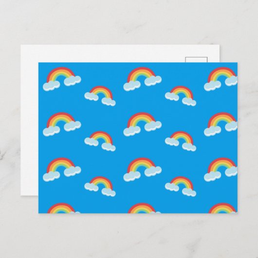 Carte Postale Cute arc-en-ciel avec Motif nuages (Devant / Derrière)