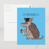 Carte Postale Cute armadillo with graduation cap cartoon (Devant / Derrière)