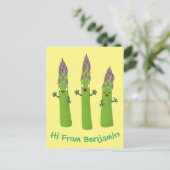 Carte Postale Cute asperges chantant un trio végétal dessin anim (Debout devant)