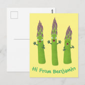 Carte Postale Cute asperges chantant un trio végétal dessin anim (Devant / Derrière)