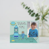 Carte Postale Cute Astronaut Rocket Boy Merci Anniversaire Photo (Debout devant)