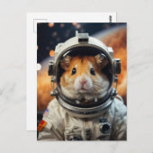 Carte Postale Cute astronaute spatiale Hamster (Devant / Derrière)