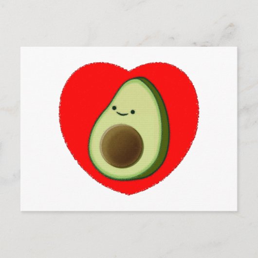 Carte Postale Cute Avocado Dans Le Coeur Rouge (Devant)