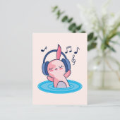 Carte Postale Cute Axolotl Écouter De La Musique (Debout devant)