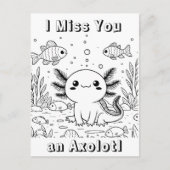 Carte Postale Cute Axolotl | Page de coloriage de l'enfant (Devant)