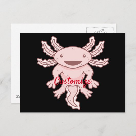 Carte Postale Cute Axolotl rose Thunder_Cove (Devant / Derrière)