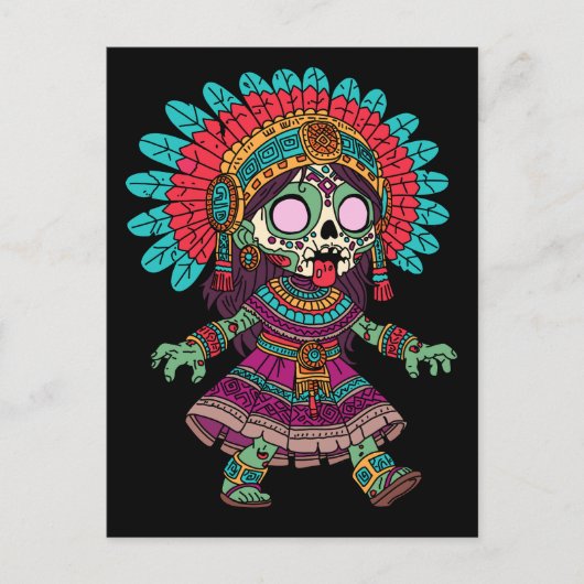 Carte Postale Cute Aztec Zombie (Devant)