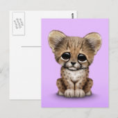 Carte Postale Cute Baby Cheetah Cub sur Purple (Devant / Derrière)