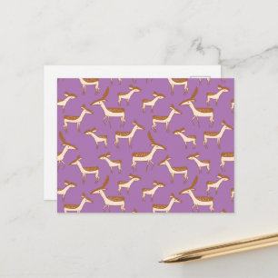 Carte Postale Cute Baby Deer and Family on Lavender Purple