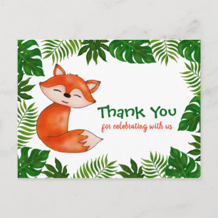 Carte Postale Cute Baby Fox   Baby Shower   Thank You