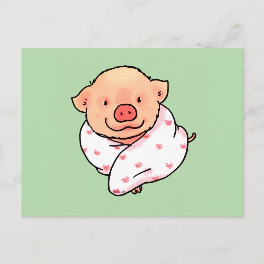 Carte Postale Cute Baby Pig Wrapped in Blanket (Devant)