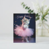 Carte Postale Cute Ballerina Kitten Joyeux anniversaire (Debout devant)