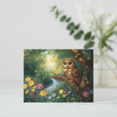 Carte Postale Cute Barn Owl Enchanted Forest Art (Debout devant)
