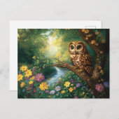 Carte Postale Cute Barn Owl Enchanted Forest Art (Devant / Derrière)