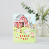 Carte Postale Cute Barnyard amis Baby shower Merci (Debout devant)