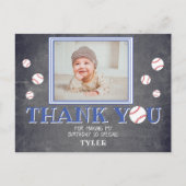 Carte Postale Cute Baseball Chalkboard Anniversaire Photo Merci (Devant)