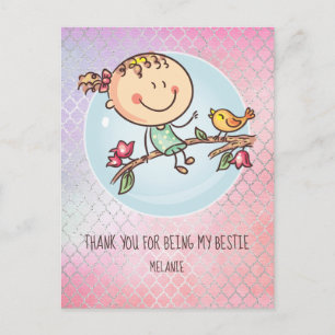 Carte Postale Cute BFF Besties Kawaii Toxits for Girls Friends