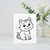 Carte Postale Cute Black and White Sitting Cat (Debout devant)