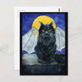 Carte postale Cute Black Cat Gargoyle Halloween (Devant / Derrière)