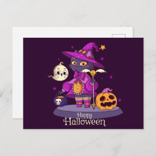Carte postale Cute Black Cat Halloween