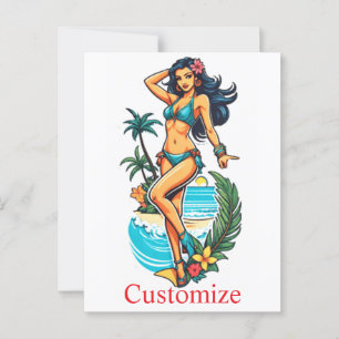 Carte Postale Cute Blackheve Bikini Beach Girl Thunder_Cove