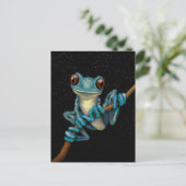 Carte Postale Cute Bleue Frog Arbre sur une branche avec des éto (Debout devant)