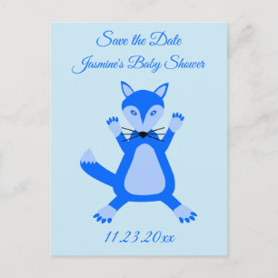 Carte Postale Cute Blue Baby Boy Fox personnalisé Enregistrer la