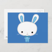 Carte Postale Cute Blue Kawaii Bunny (Devant / Derrière)