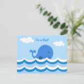 Carte Postale Cute Blue Whale C'est un garçon Faire-part de nais (Debout devant)