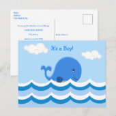 Carte Postale Cute Blue Whale C'est un garçon Faire-part de nais (Devant / Derrière)