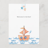 Carte Postale Cute Boat And Ocean Welcome New Baby Card (Devant)