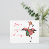 Carte postale Cute Bohemian Peace Love and Flamant (Debout devant)