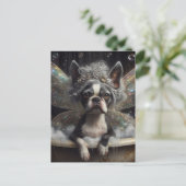 Carte Postale Cute Boston Terrier Fairy dans un bain de bulle (Debout devant)
