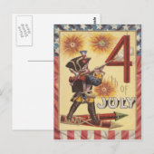 Carte Postale Cute Boy Revolutionary War Soldier Fireworks (Devant / Derrière)