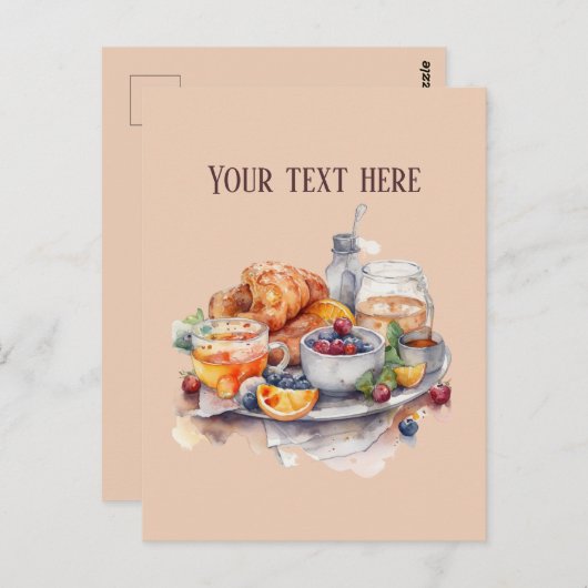 Carte Postale Cute Breakfast lovers ajouter du texte (Devant / Derrière)