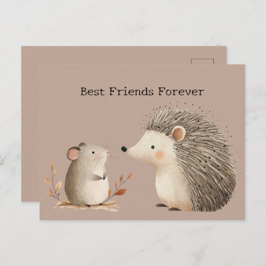 Carte Postale Cute Brown Cream Hedgehog Mouse (Devant / Derrière)