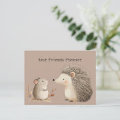 Carte Postale Cute Brown Cream Hedgehog Mouse (Debout devant)