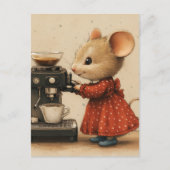Carte Postale Cute Brown Mouse Makes Coffee (Devant)