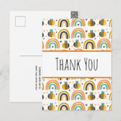 Carte Postale Cute Bumble Bee et Rainbows Motif Merci (Devant / Derrière)