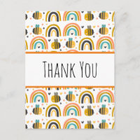 Cute Bumble Bee et Rainbows Motif Merci