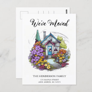Carte Postale Cute Bungalow House New Home Moving Faire-part